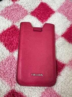 Prada Hot Pink Saffiano Leather Phone Sleeve